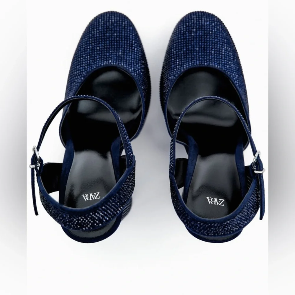 NEW 💙 Zara RHINESTONE HEELED PLATFORM SHOES